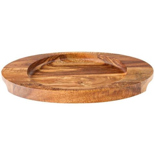 Oval Serving Board - Round Indent - Acacia Wood - 25cm (10&#39;&#39;)