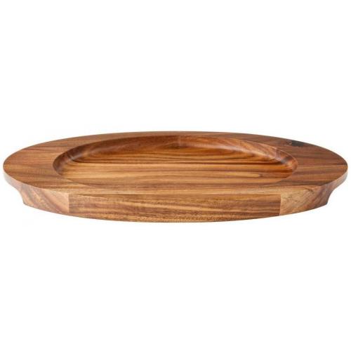 Oval Serving Board - Round Indent - Acacia Wood - 30.5cm (12&#39;&#39;)