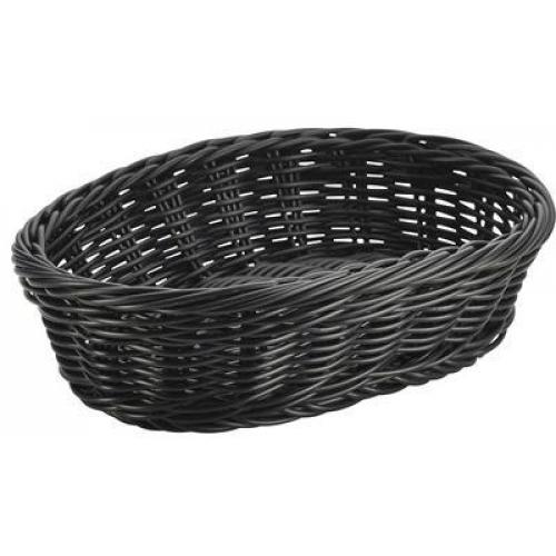 Oval Basket - Woven - Polywicker - Black - 22.5cm (9&quot;)