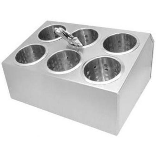 Cutlery Holder - with 6 Cutlery Cylinders - Stainless Steel