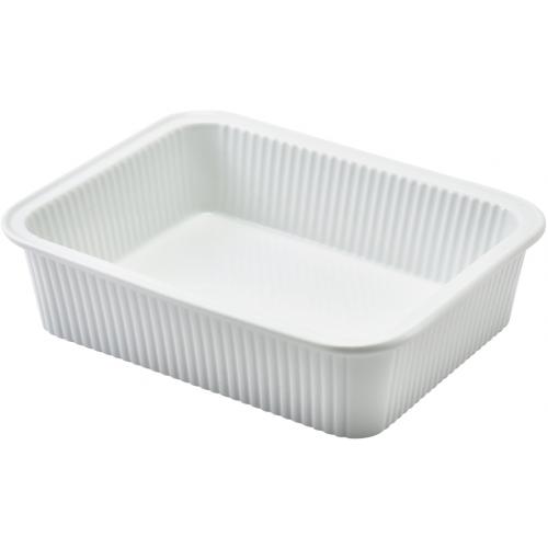 Dish - Fluted - Rectangular - Porcelain - 20.5cm (8.1&quot;)