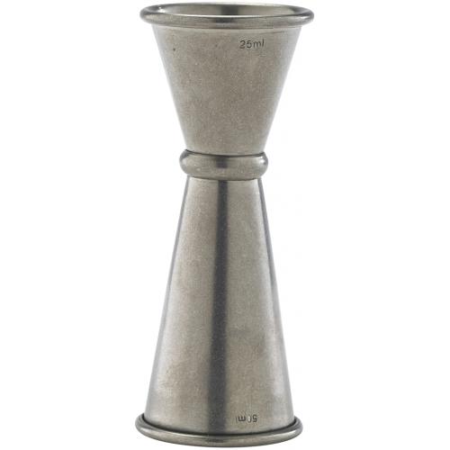 Jigger - Double Ended - Vintage Steel - 25 & 50ml