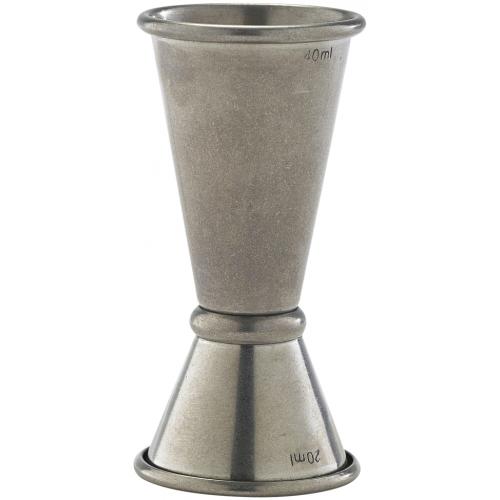 Jigger - Double Ended - Vintage Steel - 20 & 40ml