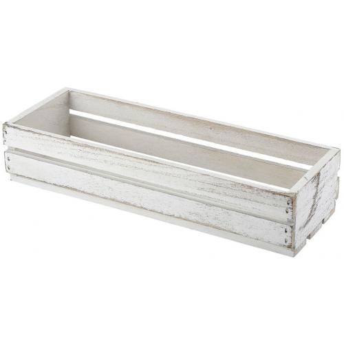 Wooden Crate - White Wash Finish - 34cm (13.4&quot;) - 7cm (2.8&quot;) Tall
