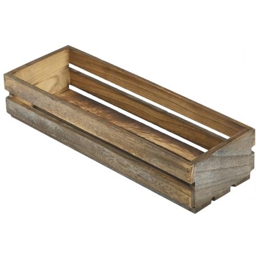 Wooden Crate - Dark Rustic Finish - 34xcm (13.4&quot;) - 7cm (2.8&quot;) Tall