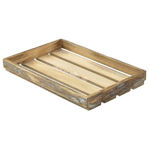 Wooden Crate - Dark Rustic Finish - 35cm (13.8&quot;) - 4cm (1.6&quot;) Tall