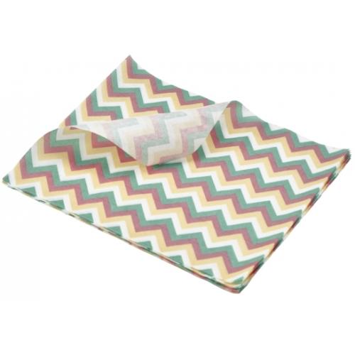 Greaseproof Paper - Oblong Sheets - Multicoloured Chevron Print - 25cm (9.8&quot;)