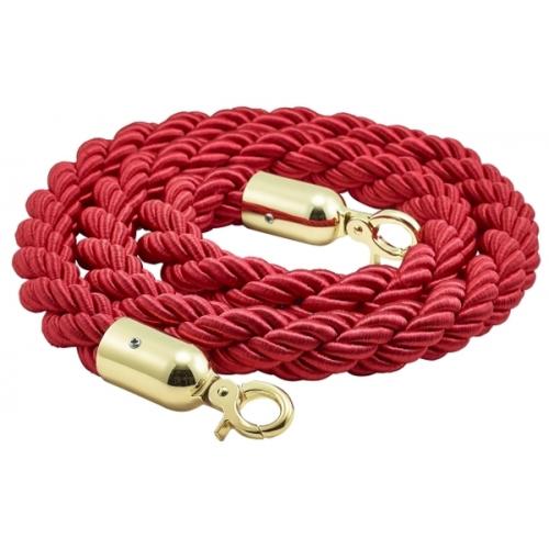 Barrier Rope - Brass Plated Ends - Red - 1.5m (59&quot;)
