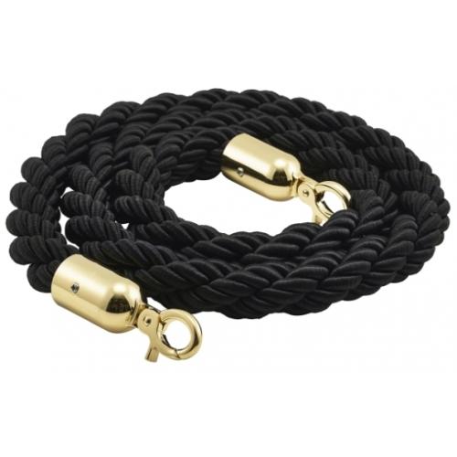 Barrier Rope - Brass Plated Ends - Black - 1.5m (59&quot;)