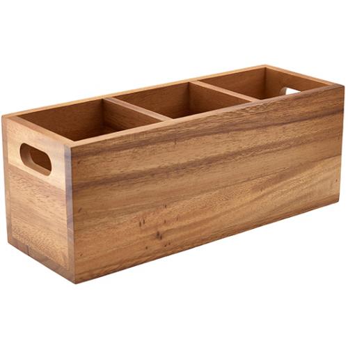 Cutlery Box - 3 Compartment - Acacia Wood