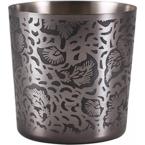 Serving Cup - Black Floral Design - Stainless Steel - 42cl (14.8oz)