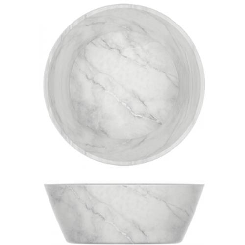 Round Bowl - Melamine - Marble Effect - Agra - White - 20.5cm (8&quot;) - 1.4L (49.25oz)