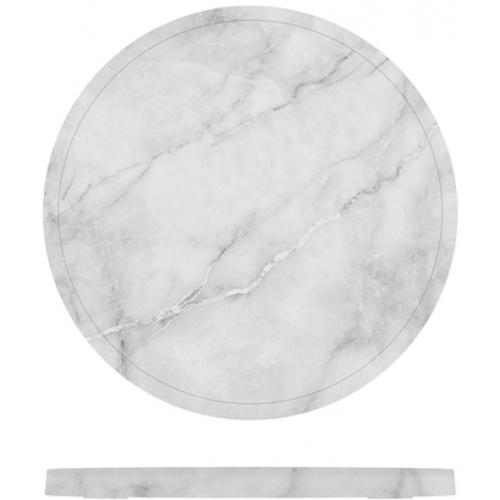 Serving Slab - Round - Melamine - Marble Effect - Agra - White - 28.5cm (11.25&quot;)