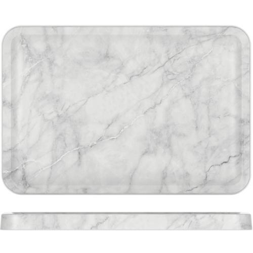 Platter - Rectangular - Melamine - Marble Effect - Agra - White - 34cm (13.5&quot;)