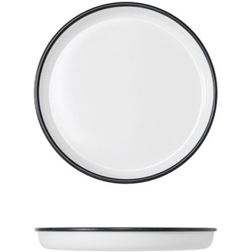 Round Tray - Melamine - Athens - White with Black Rim - 27cm (10.6&quot;)