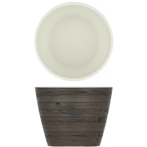 Round Bowl - Melamine - Newhaven - Oak and White - 26.5cm (10.4&quot;) - 6.5L (229oz)