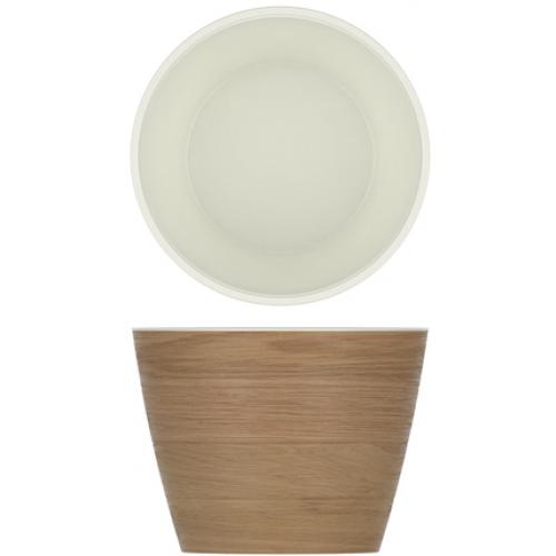 Round Bowl - Melamine - Newhaven - Light Oak and White - 26.5cm (10.4&quot;) - 6.5L (229oz)