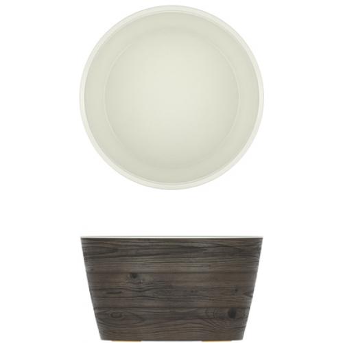 Round Bowl - Melamine - Newhaven - Oak and White - 26.5x15cm (10.4&quot;) - 5L (176oz)