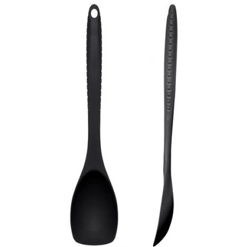 Serving Spoon - Solid - Silicone - Black - 30cm (11.75&quot;)