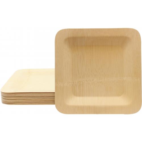 Plate - Square - Biodegradable - Bamboo - 17cm (7&quot;)