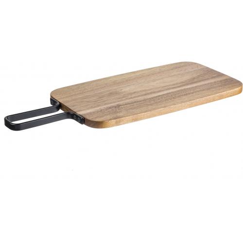 Paddle Board - Rectangular - Acacia Wood - Wire Handle - 38.5x21.5cm (15.2x8.5&quot;)