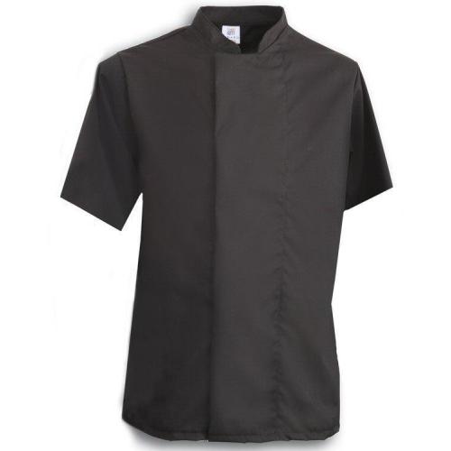 Chefs Jacket - Concealed Stud Fastening - Short Sleeve - Black - Large