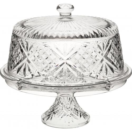 Cake Plate - Pedestal and Dome Set - Cut Glass - Vintage - 30cm (12&quot;)