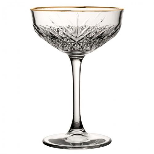 Champagne Coupe Glass - Gold Rim - Timeless Vintage - 27cl (9.5oz)