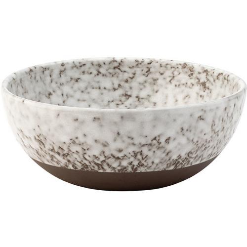 Round Bowl - Terracotta - Fuji -  Dappled  White & Brown - 17cm (6.75&quot;)