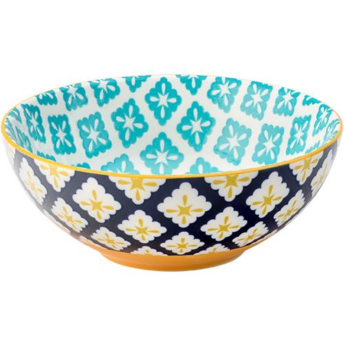 Round Bowl - Cadiz - Blue & Yellow - Porcelain - 16cm (6.3&quot;)