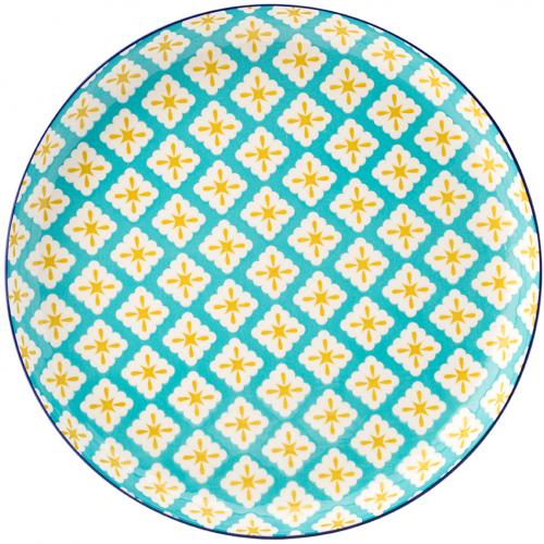 Round Plate - Porcelain - Cadiz - Blue & Yellow - 27cm (10.5&quot;)