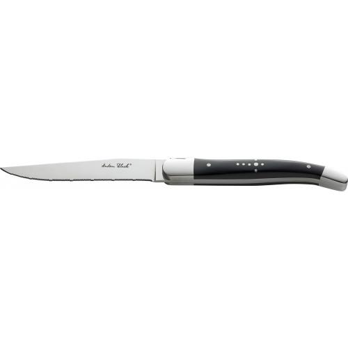 Steak Knife - Serrated Edge - Laguiole - Black Handle - 23cm (9&quot;)
