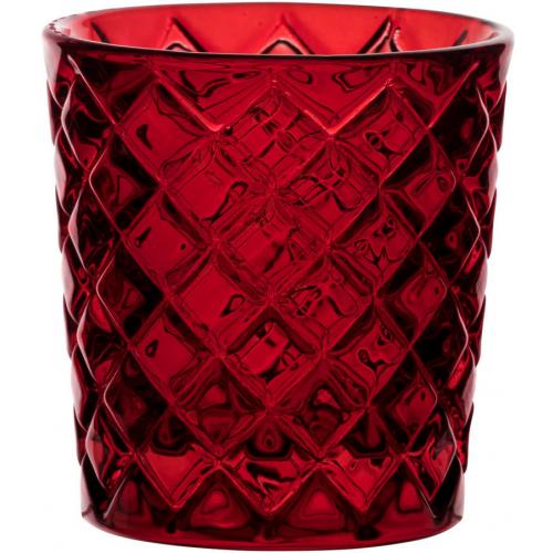 Tealight Holder - Criss Cross - Red - 6.2cm (2.4&quot;)