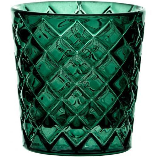 Tealight Holder - Criss Cross - Green - 6.2cm (2.4&quot;)