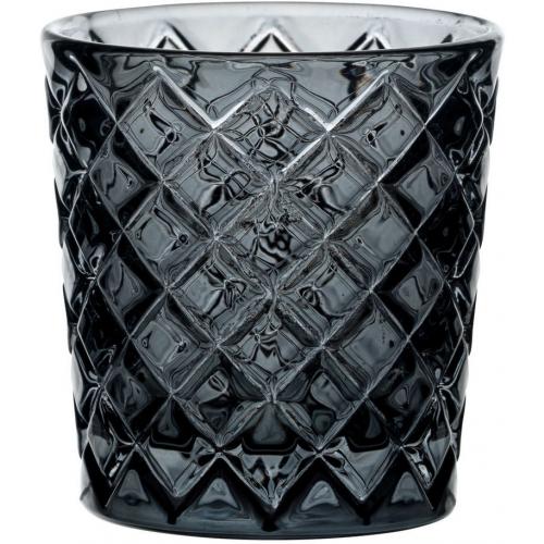 Tealight Holder - Criss Cross - Grey - 6.2cm (2.4&quot;)