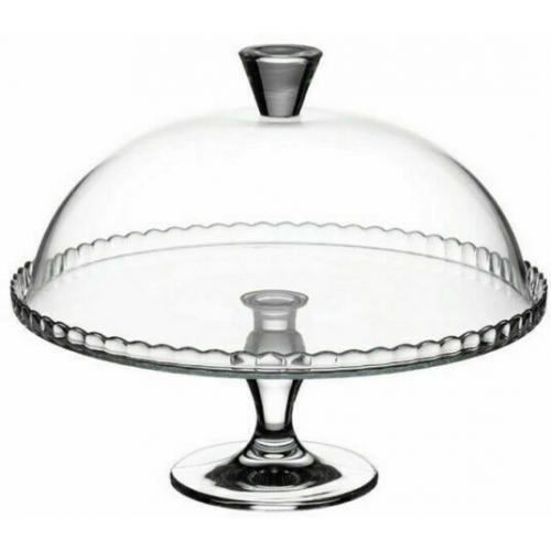 Cake Plate & Dome - Pedastal Glass - (Upturned Rim) - Patisserie - 32cm (12.5&quot;)