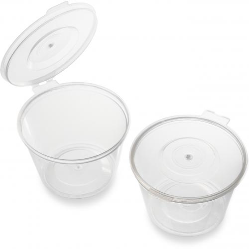 Microwavable Food Container - Round - with Hinged Lid - Clear Plastic - 11cl (4oz)