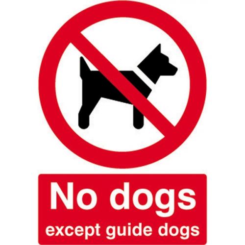 No dogs except guide dogs - Rigid Sign - 12.8cm (5&quot;)