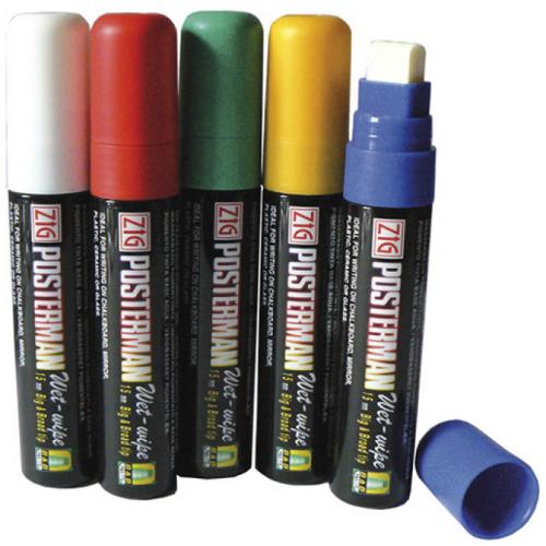 Liquid Chalk Markers Pen by Zig Posterman - Assorted Colours - 15mm Nib