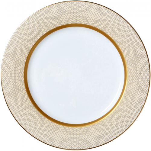 Wide Rim Plate - Diamond - White & Gold - 30cm (11.75&quot;)