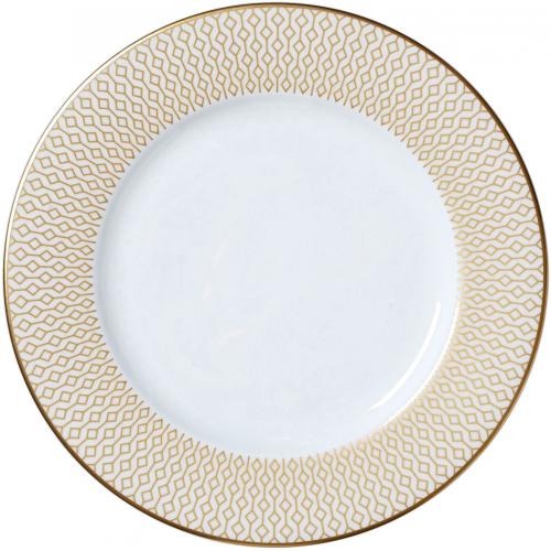 Wide Rim Plate - Diamond - White & Gold - 17cm (6.75&quot;)