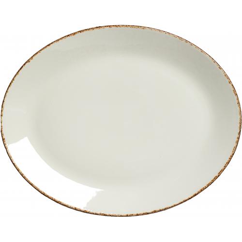 Coupe Plate - Oval - Brown Dapple - 34.25cm (13.5&quot;)