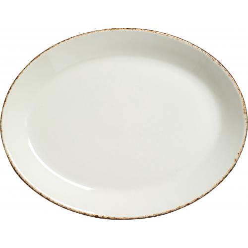 Coupe Plate - Oval - Brown Dapple - 28cm (11&quot;)