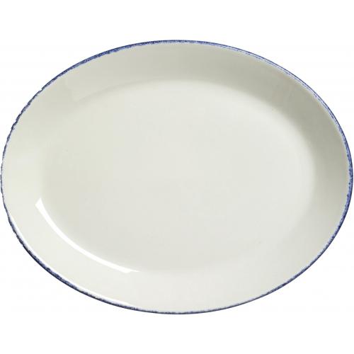 Coupe Plate - Oval - Blue Dapple - 28cm (11&quot;)