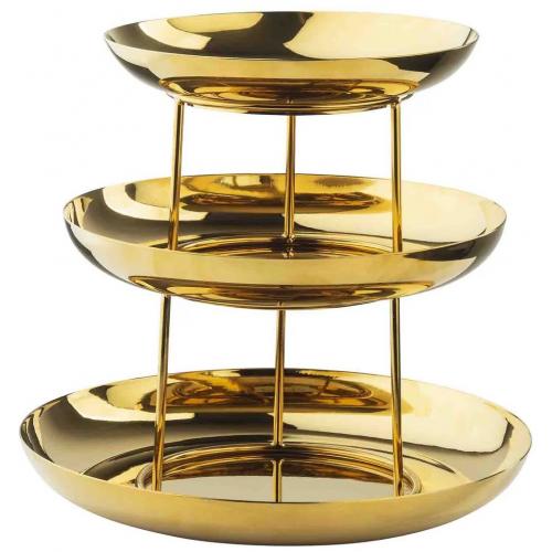 Seafood Tower Stand - Mirrored Stainless Steel - Gold - 3 Tier - 35cm (13.75&quot;)