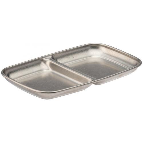 Dip Dish - 2 Section - Stainless Steel - Artemis - 15.5x9cm (6x3.5&quot;)