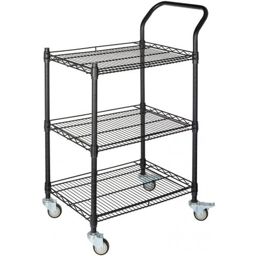 Cordless LED Lamp Charging Trolley - 3 Tier - Black