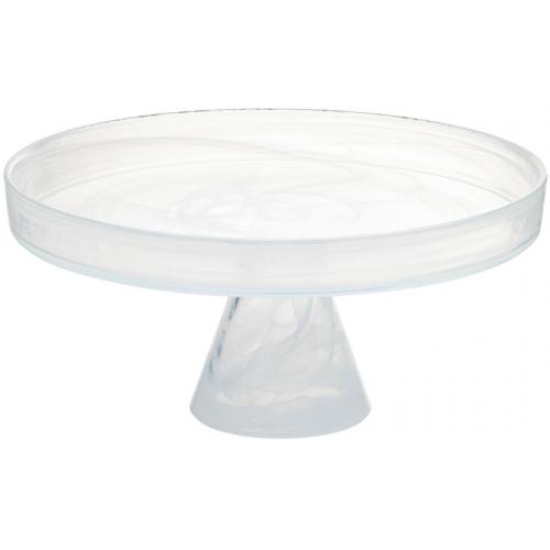 Round Plate - Footed - Glass - Asos - White - 28cm (11&quot;)