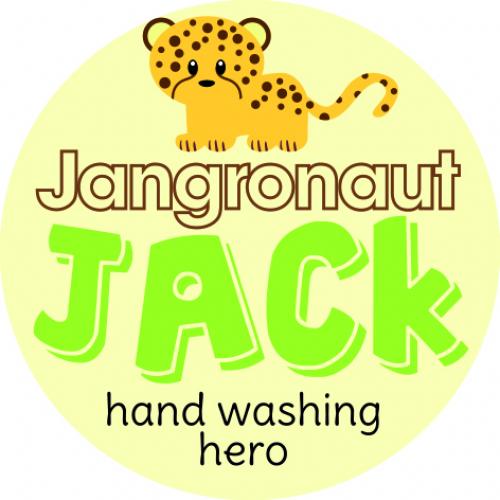Pupil Sticker - Jack Hand Washing Hero - Round - Jangronauts - 4.2cm (1.65&quot;)