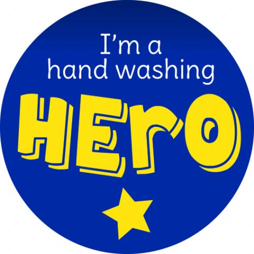 Pupil Sticker - Boys Hand Washing Hero - Round - Jangronauts - 4.2cm (1.65&quot;)